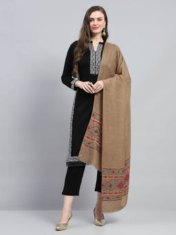 Monte Carlo - Womens Printed Khaki Shawl