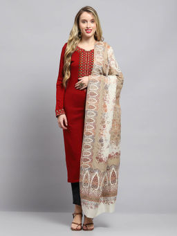 Monte Carlo - Womens Printed White Shawl