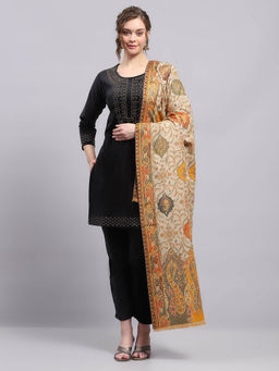 Monte Carlo - Womens Self Design Mustard Shawl