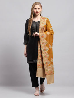 Monte Carlo - Womens Self Design Golden Brown Shawl