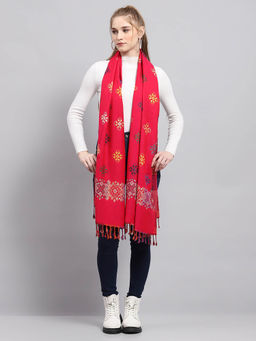 Monte Carlo - Womens Printed Red Stole