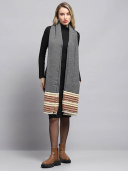 Monte Carlo - Womens Self Design Grey Stole