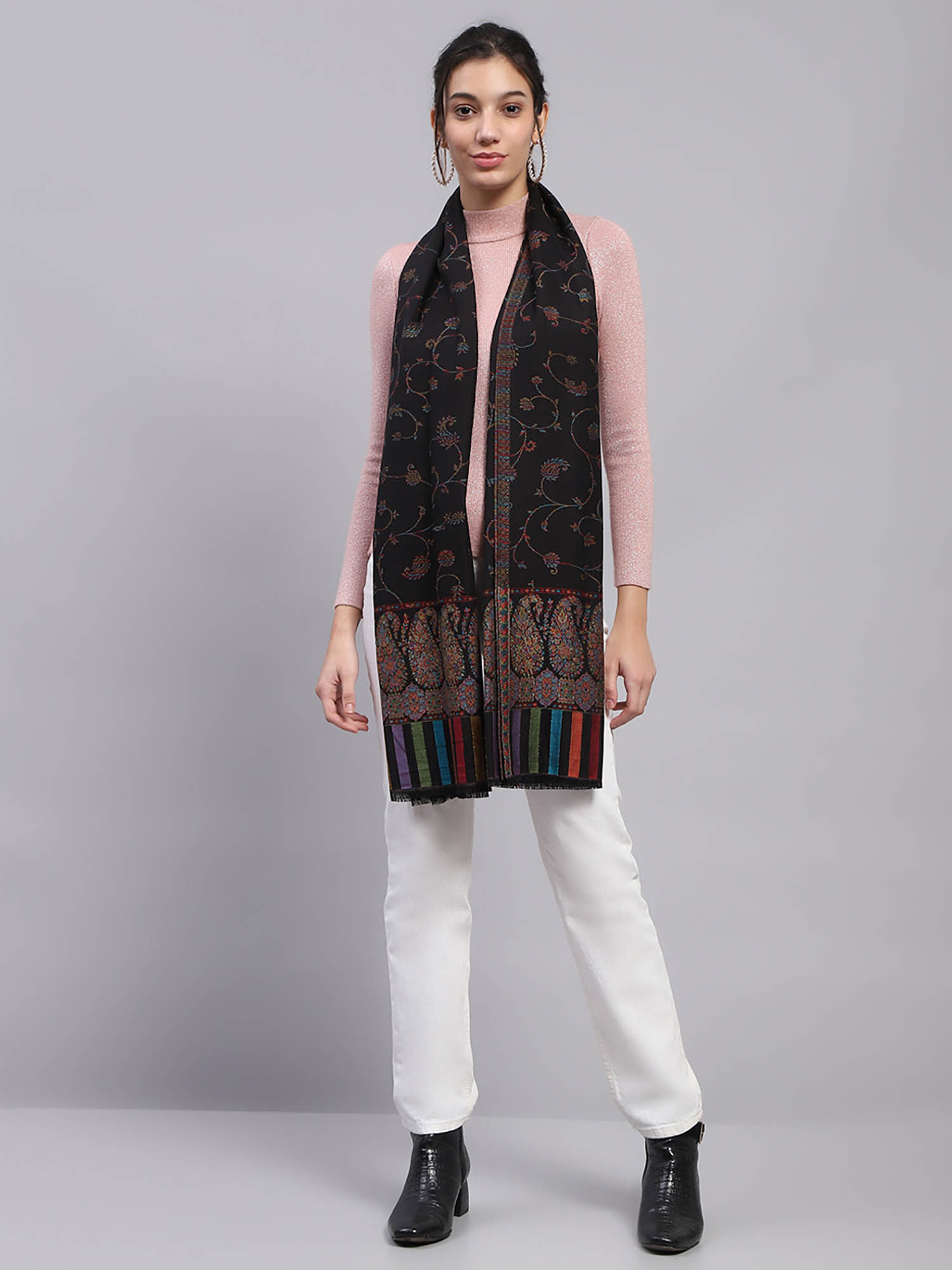 monte carlo Womens Self Design Black Stole-picture-18