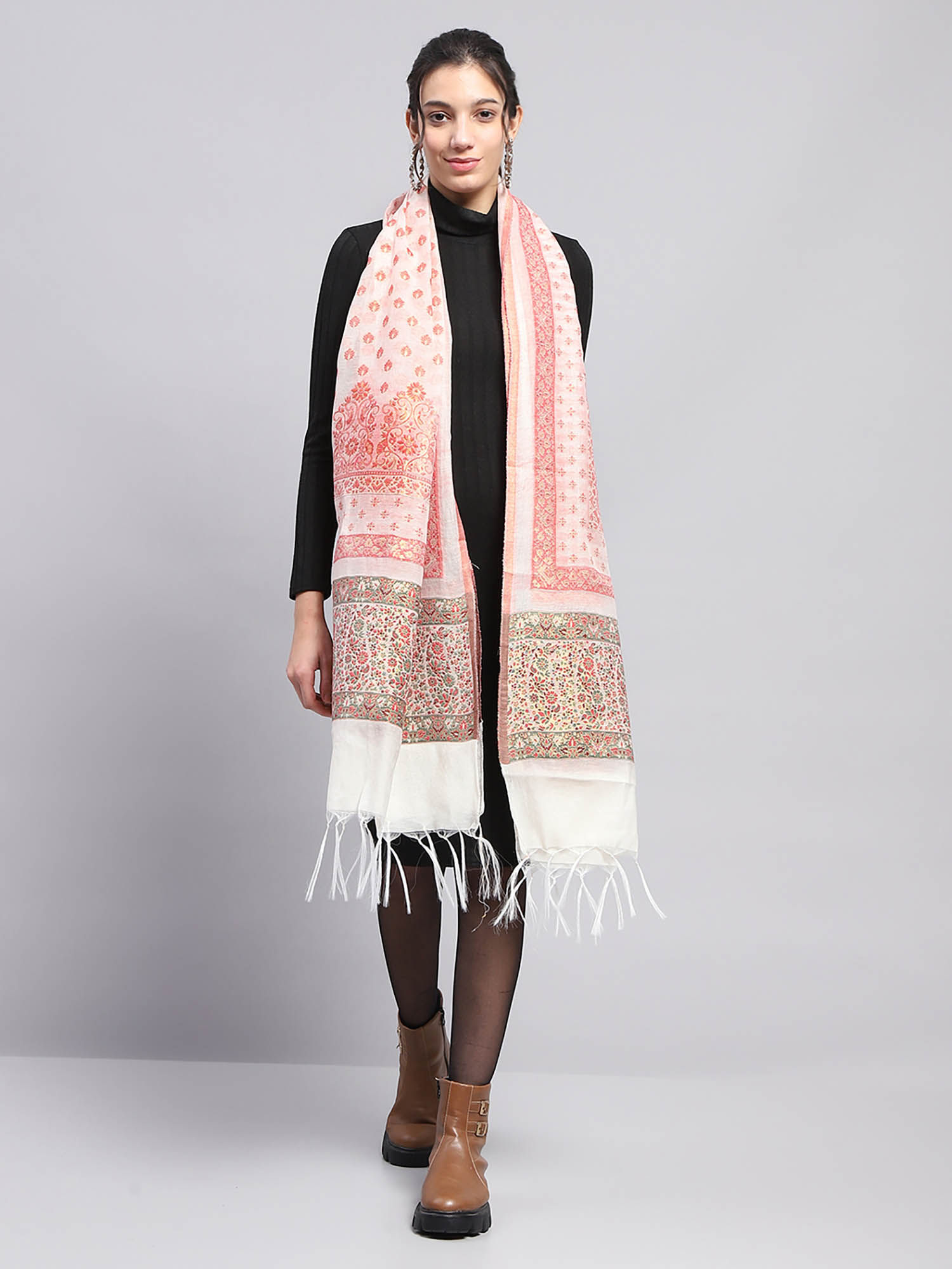 monte carlo Womens Printed White Stole-picture-16