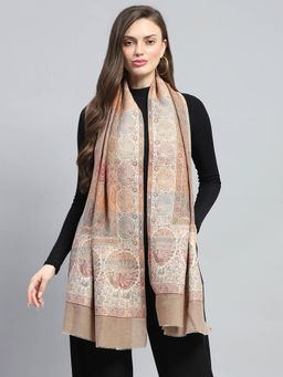 Monte Carlo - Womens Printed Beige Stole