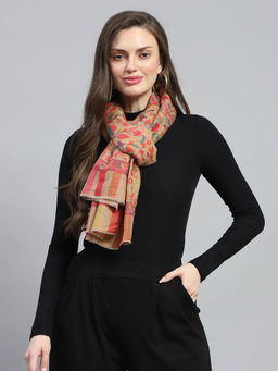 Monte Carlo - Womens Self Design Red Stole