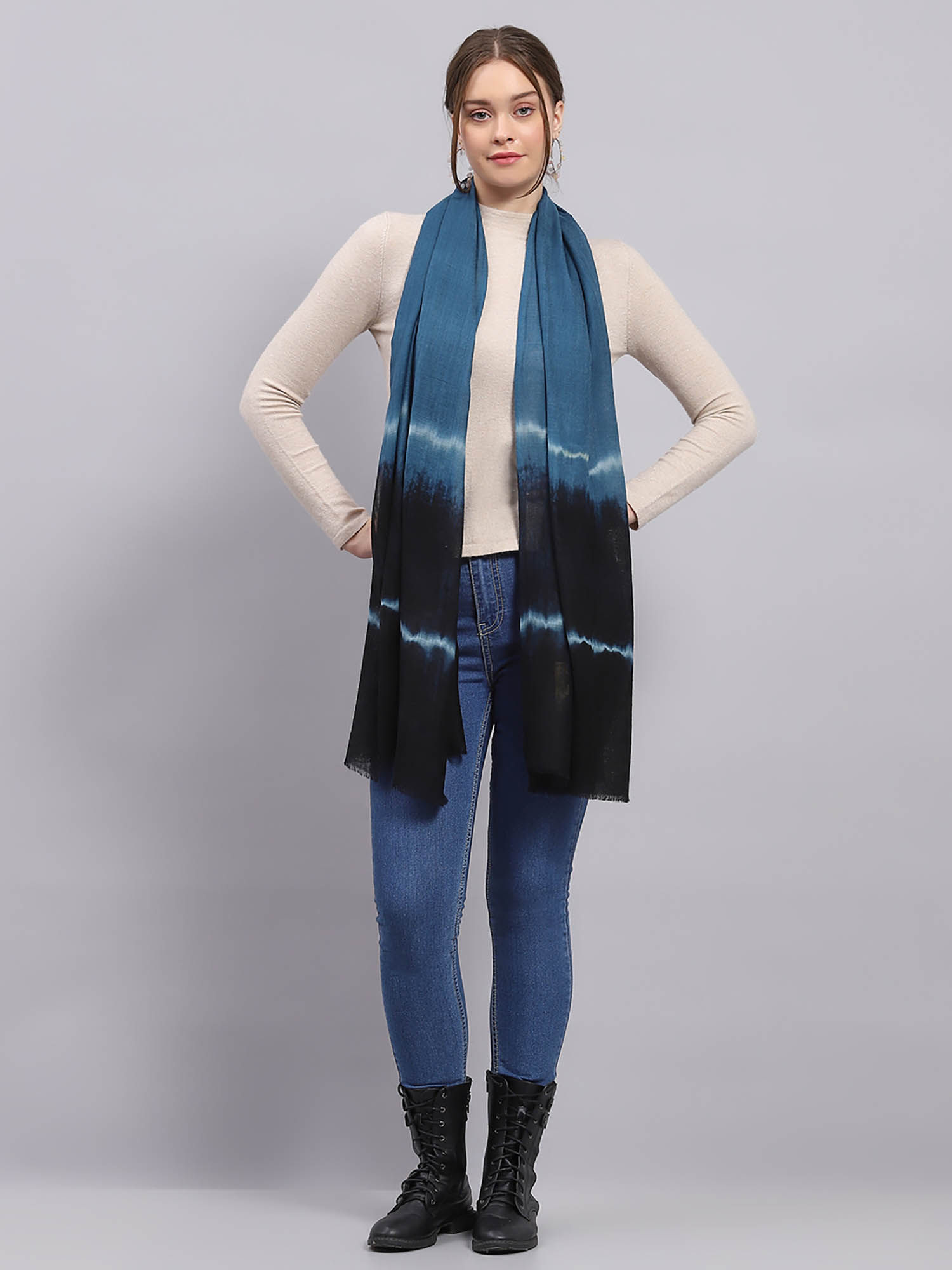 monte carlo Womens Tie & Dye Blue Stole-picture-18