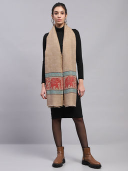 Monte Carlo - Womens Printed Beige Stole