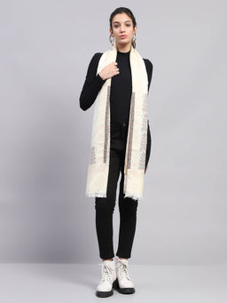 Monte Carlo - Womens Printed Cream Stole