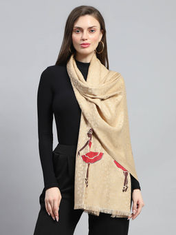 Monte Carlo - Womens Printed Beige Stole
