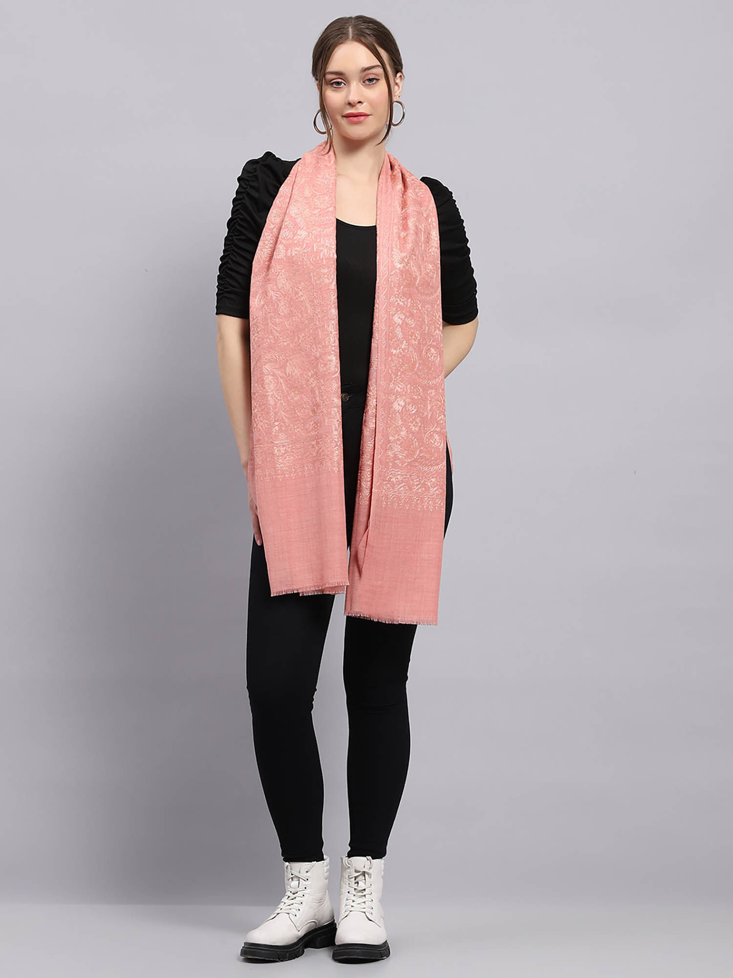 monte carlo Womens Self Design Pink Stole-picture-16