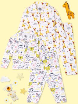 The Mom Store - Baby Shirts with Pyjamas Tall As A Giraffe & Meow (Set of 4)