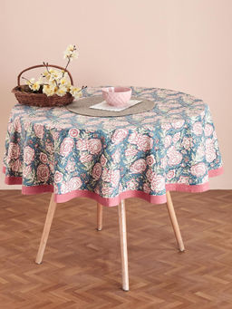 Fabindia - Multi Cotton Printed Gulab Khas Round Table Cover- 8 Seater