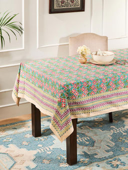Fabindia - Teal Cotton Printed Table Cover