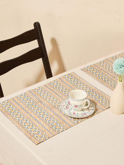 Fabindia - Blue Cotton Printed Mat (Pack of 6)