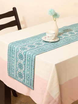 Fabindia - Teal Cotton Printed Table Runner