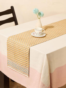 Fabindia - Yellow Cotton Printed Table Runner