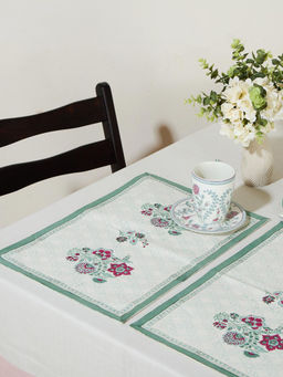 Fabindia - Cotton Hand Block Printed Gulbagh Mat (Pack of 6)