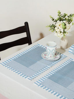 Fabindia - Blue Cotton Printed Mat (Pack of 6)