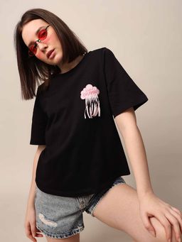 ONLY - Black Embroidered T-Shirt