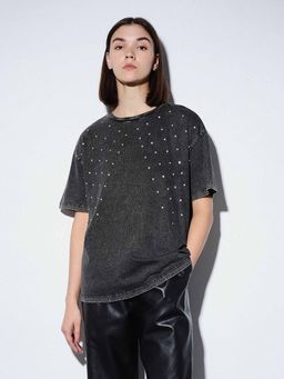 ONLY - Black Embellished T-Shirt