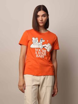 ONLY - Orange Printed T-Shirt
