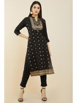 Soch - Women Black Rayon Printed Kurta