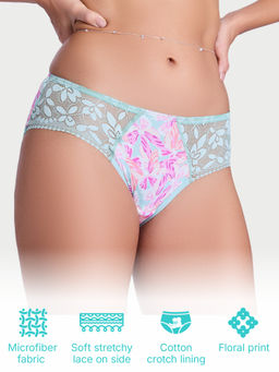 Enamor - Womens Nylon Modern Floral Hipster - Blue