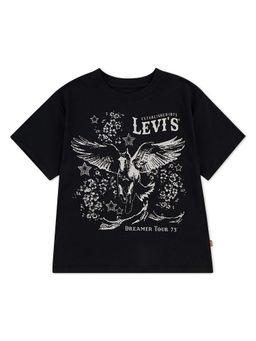 Levi's - Girls Black Retro Dreamer Graphic Printed Oversized T-shirt