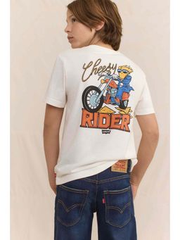 Levi's - Boys White Cheesy Rider Graphic Printed T-shirt