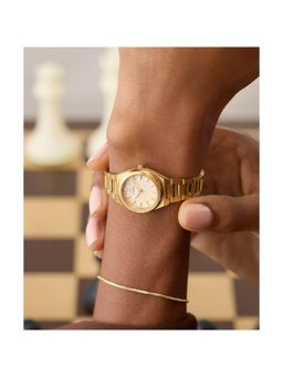 Timex - Q Round 24Mm Gold Dial Analog Women Watch (Tw2Y68300Uj) (M)