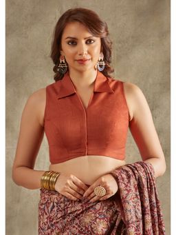 SALWAR STUDIO - Rust collared Solid Blouse