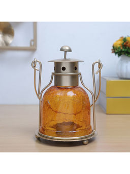 HomeTown - Dazzle Metal Lantern in Mustard