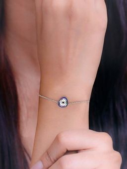 Kai Jewel - Sterling Silver Minimalistic Multi Colour Single Evil Eye Bracelet