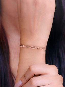 Kai Jewel - Sterling Silver Rose Gold Quirky Loops Link Bracelet