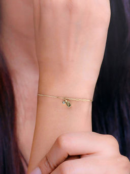 Kai Jewel - Sterling Silver Gold Trendy Zircon Beaded Chain Casual Bracelet