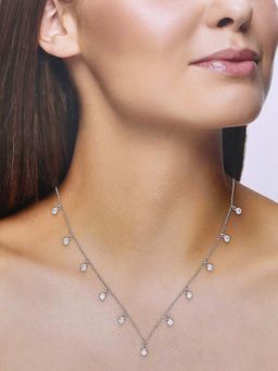 Kai Jewel - Sterling Silver Dancing Zircon Beads Casual Necklace