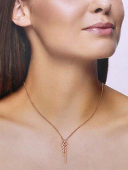 Kai Jewel - Sterling Silver Rose Gold Stylish Abstract Zircon Casual Necklace