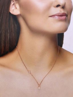 Kai Jewel - Sterling Silver Rose Gold Simple Twinkle Zircon Disc Casual Necklace