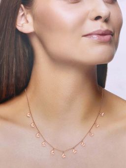 Kai Jewel - Sterling Silver Rose Gold Dancing Butterflies Casual Necklace