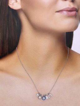 Kai Jewel - Sterling Silver Multi Charms Evil Eye Chain Necklace