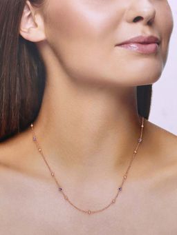 Kai Jewel - Sterling Silver Rose Gold Minimalistic Evil Eye & Beads Chain Necklace