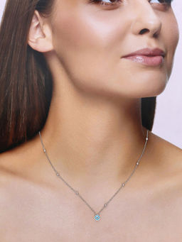 Kai Jewel - Sterling Silver Trendy Evil Eye & Beads Chain Necklace