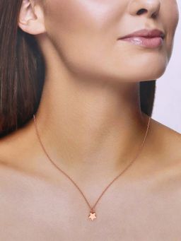 Kai Jewel - Sterling Silver Rose Gold Single Silvered Star Casual Chain Necklace