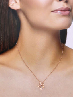 Kai Jewel - Sterling Silver Rose Gold Shooting Star Casual Necklace