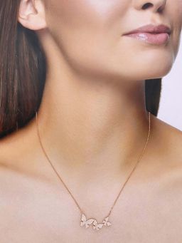 Kai Jewel - Sterling Silver Rose Gold Butterfly Casual Chain Necklace