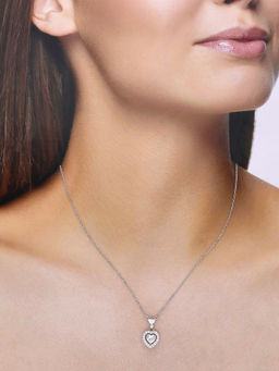 Kai Jewel - Sterling Silver Dainty Heart Diamond Studded Chain Necklace