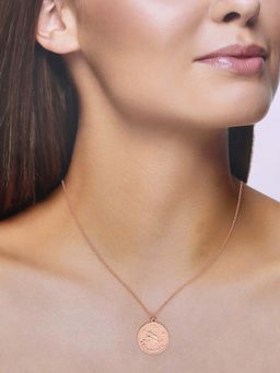 Kai Jewel - Sterling Silver Rose Gold Minimalistic Scorpio Zodiac Engraved Disc Chain Necklace