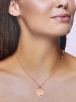 Kai Jewel - Sterling Silver Rose Gold Minimalistic Aries Zodiac Engraved Disc Chain Necklace