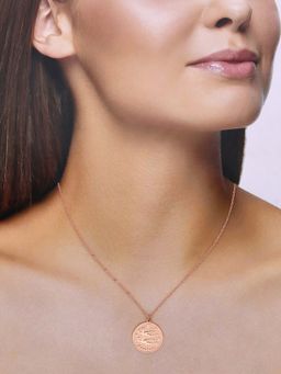 Kai Jewel - Sterling Silver Rose Gold Minimalistic Gemini Zodiac Engraved Disc Chain Necklace